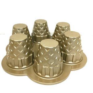 NORDIC WARE Retired Gold Color Ice Cream Cone 6 Cupcake Baking Pan